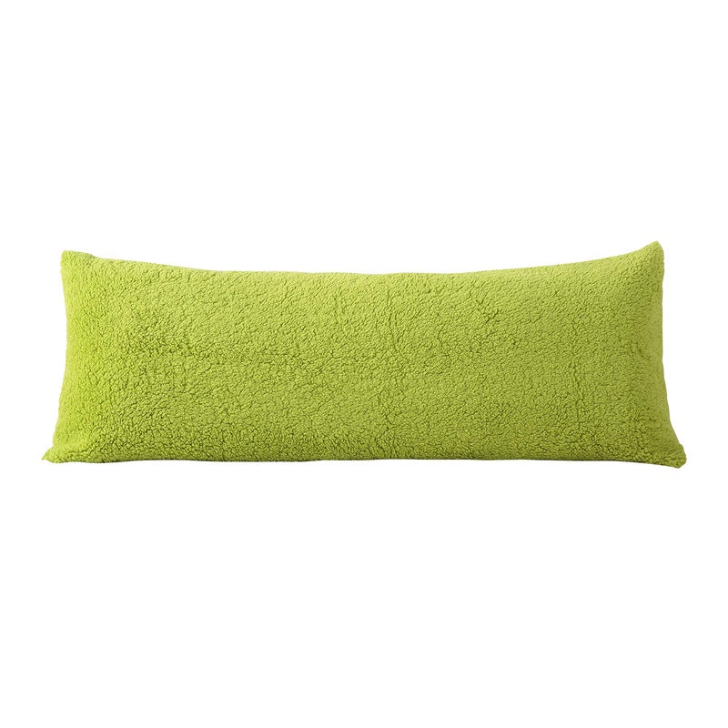 Reafort Ultra Soft Sherpa Body Pillow Cover/Case with Zipper Closure 21"x54" (21"x54" Body Pillow Cover, Lime) - Image 1